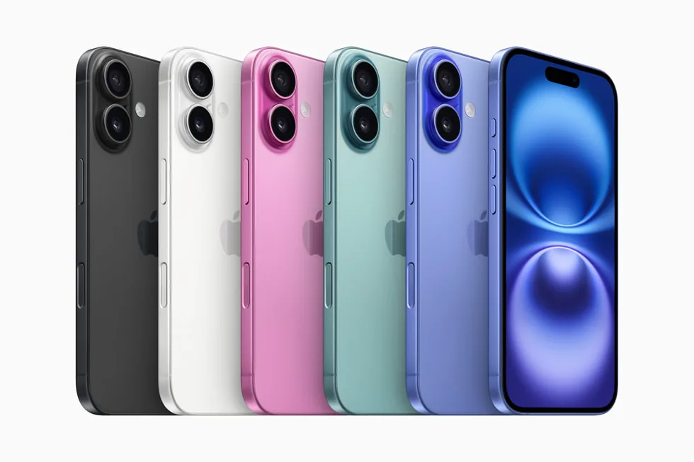 iPhone 16 в разных цветах — официальное изображение производителя